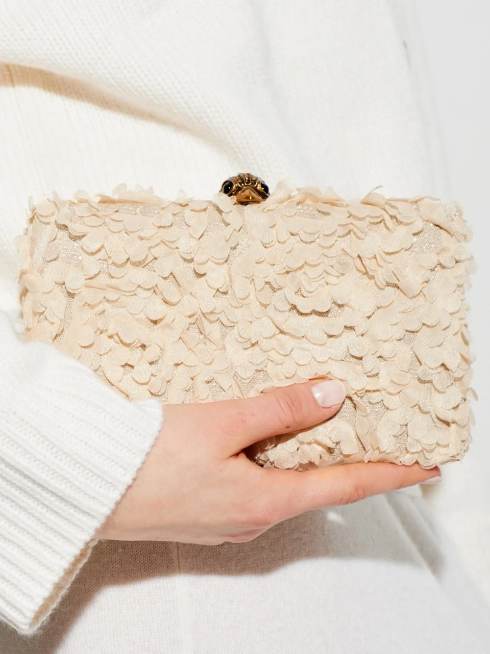 Kurt Geiger London Crystal Floral Appliqué Kensington Clutch